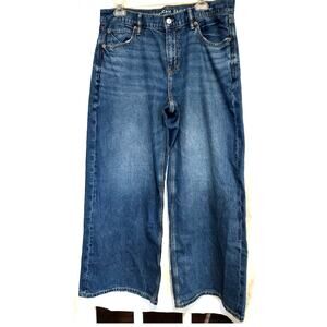 American Eagle Women's 8 Short Wide-Leg Baggy Jeans 34x28 High Rise Retro